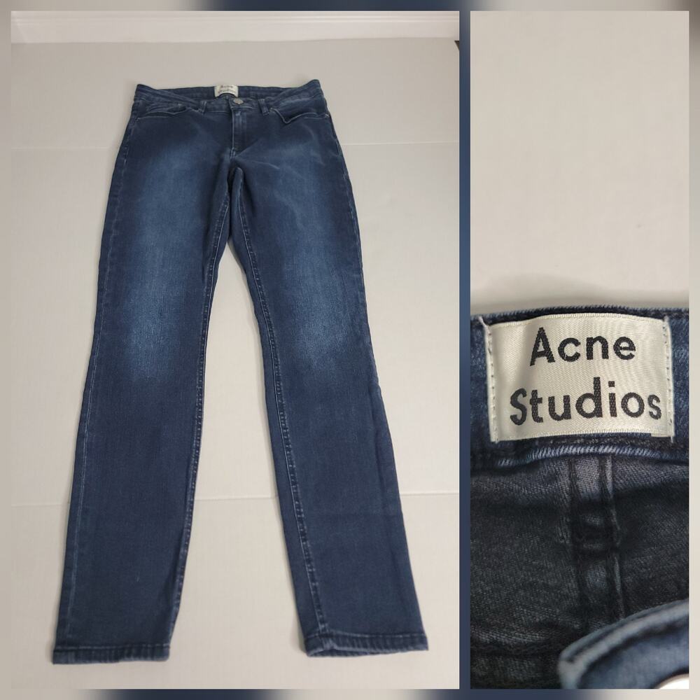 Acne Studios Skin 5 Deep Jeans Womens Sz 28 Dark Wash Skinny Mid Rise Stretch
